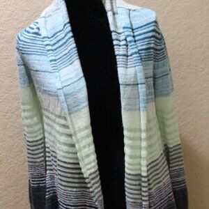 Calvin Klein Jeans M Striped Knit Open Front Cardigan Waterfall Hem